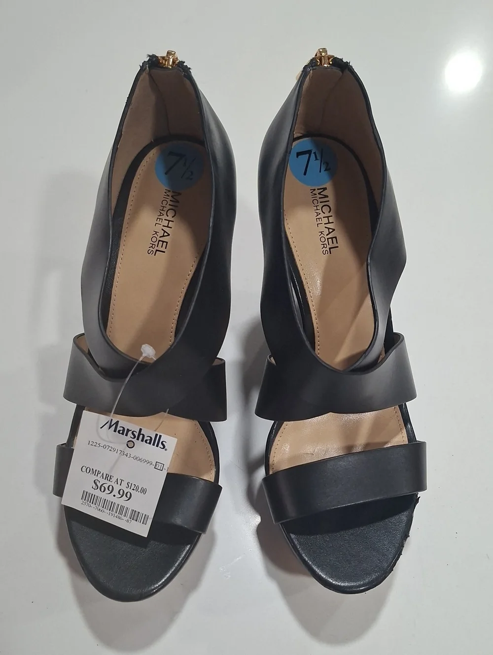 Michael Kors Black Strappy Heel Wedge Heel Sandals with Back Zip